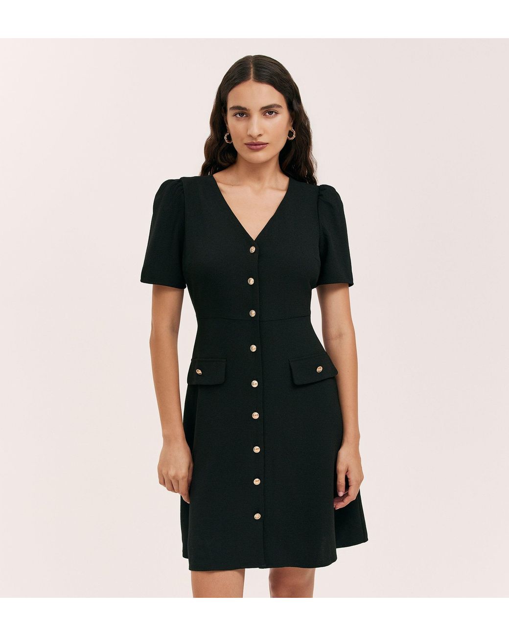Finery London Black Lucille Crepe Short Dress