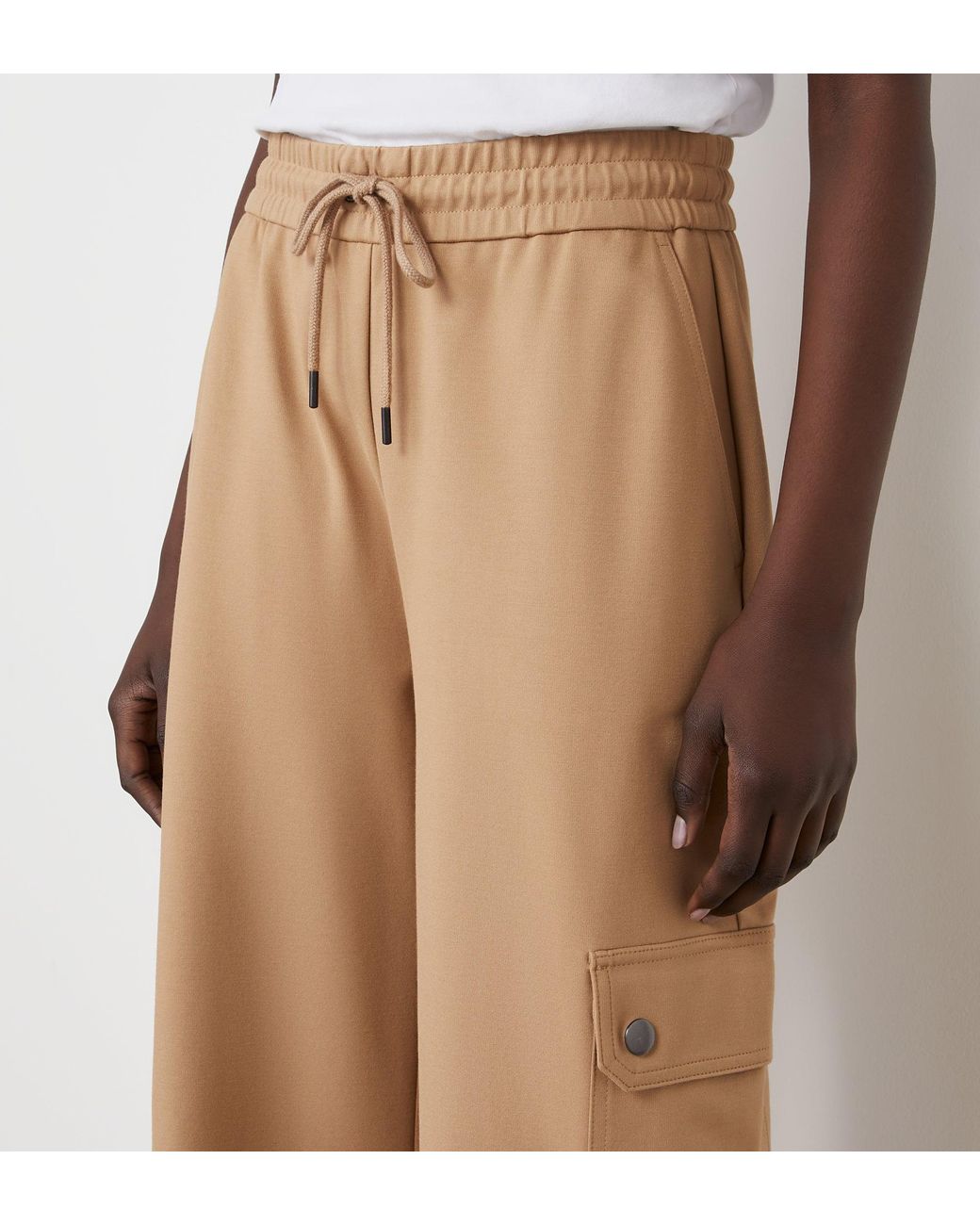 Finery London Natural Deliah Ponte Jersey Cargo High Waisted Trousers