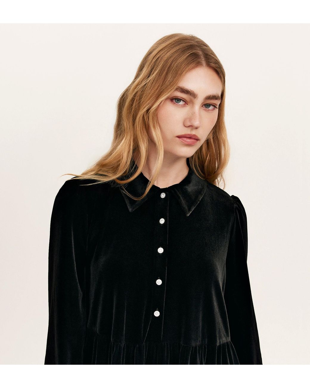 Finery London Black Rosanna Velvet Short Dress