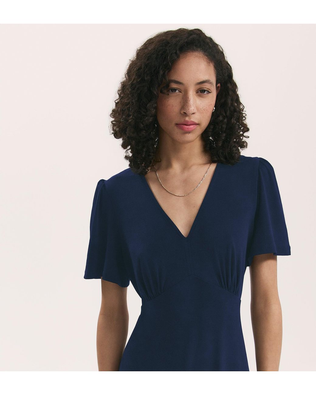 Finery London Blue April Jersey Midi Dress