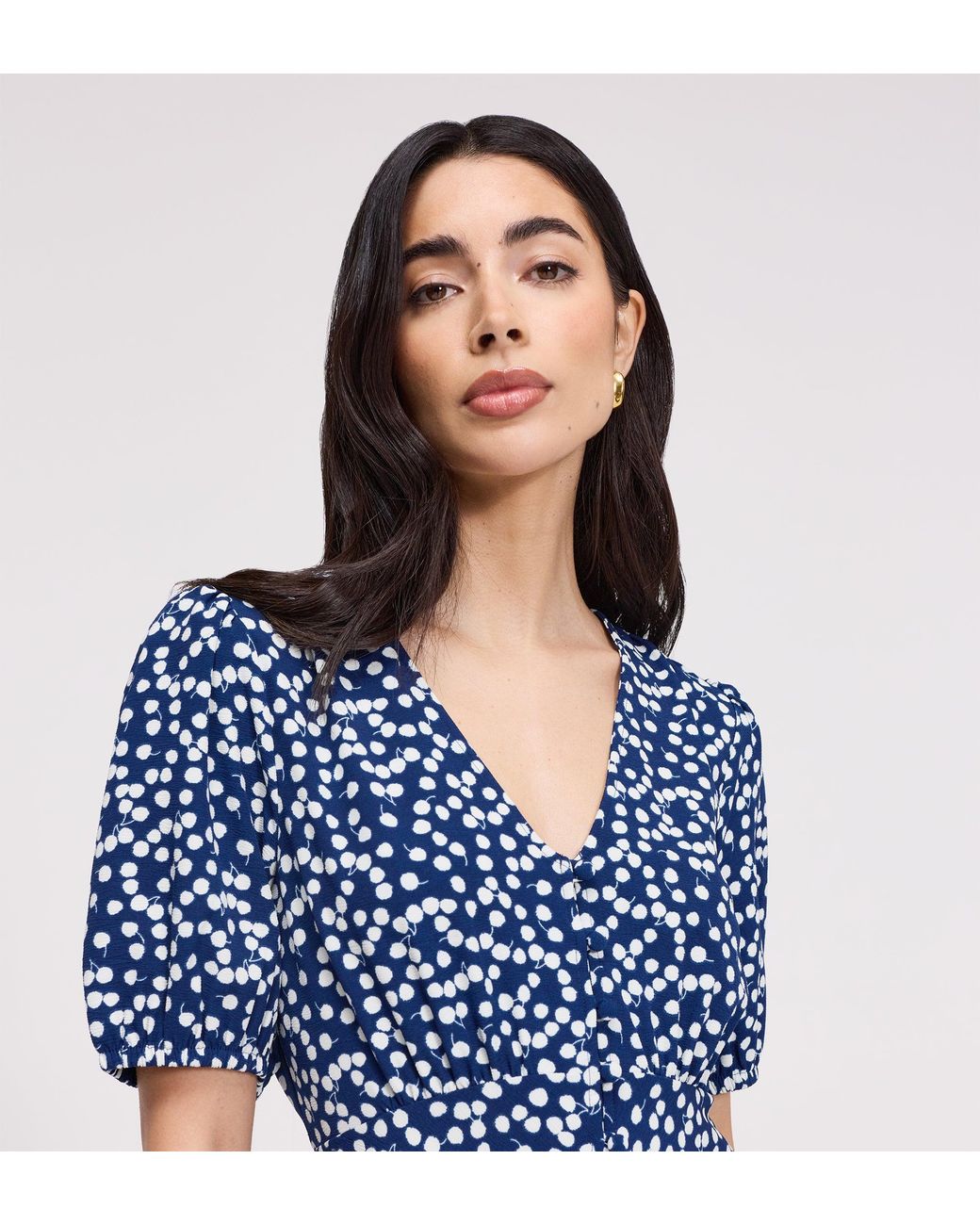 Finery London Blue Ensley Button Through Short Dress