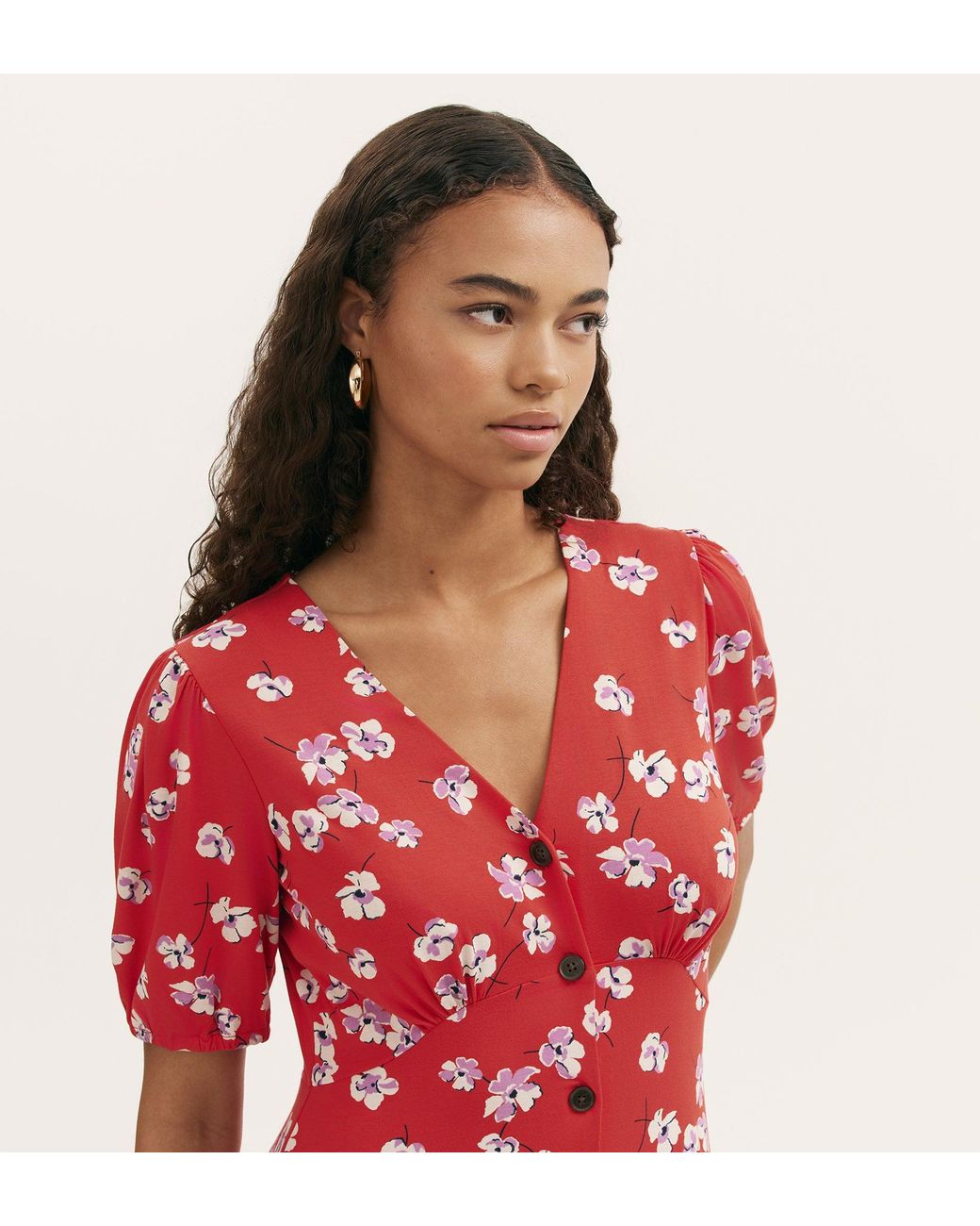 Finery London Red Milena Jersey Midi Dress