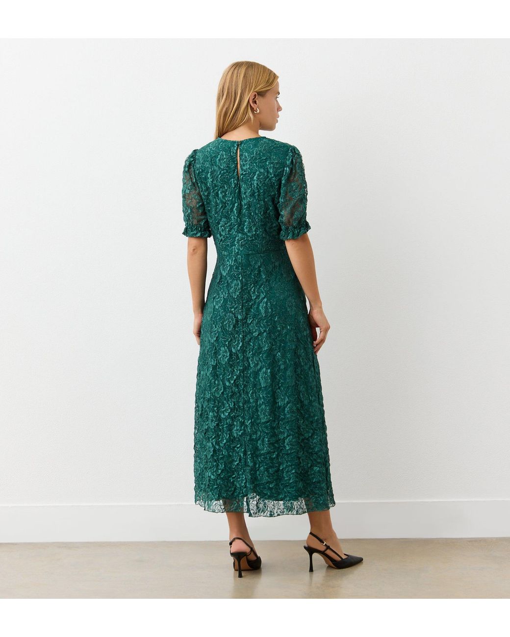 Finery London Green Mela Lace Midi Dress