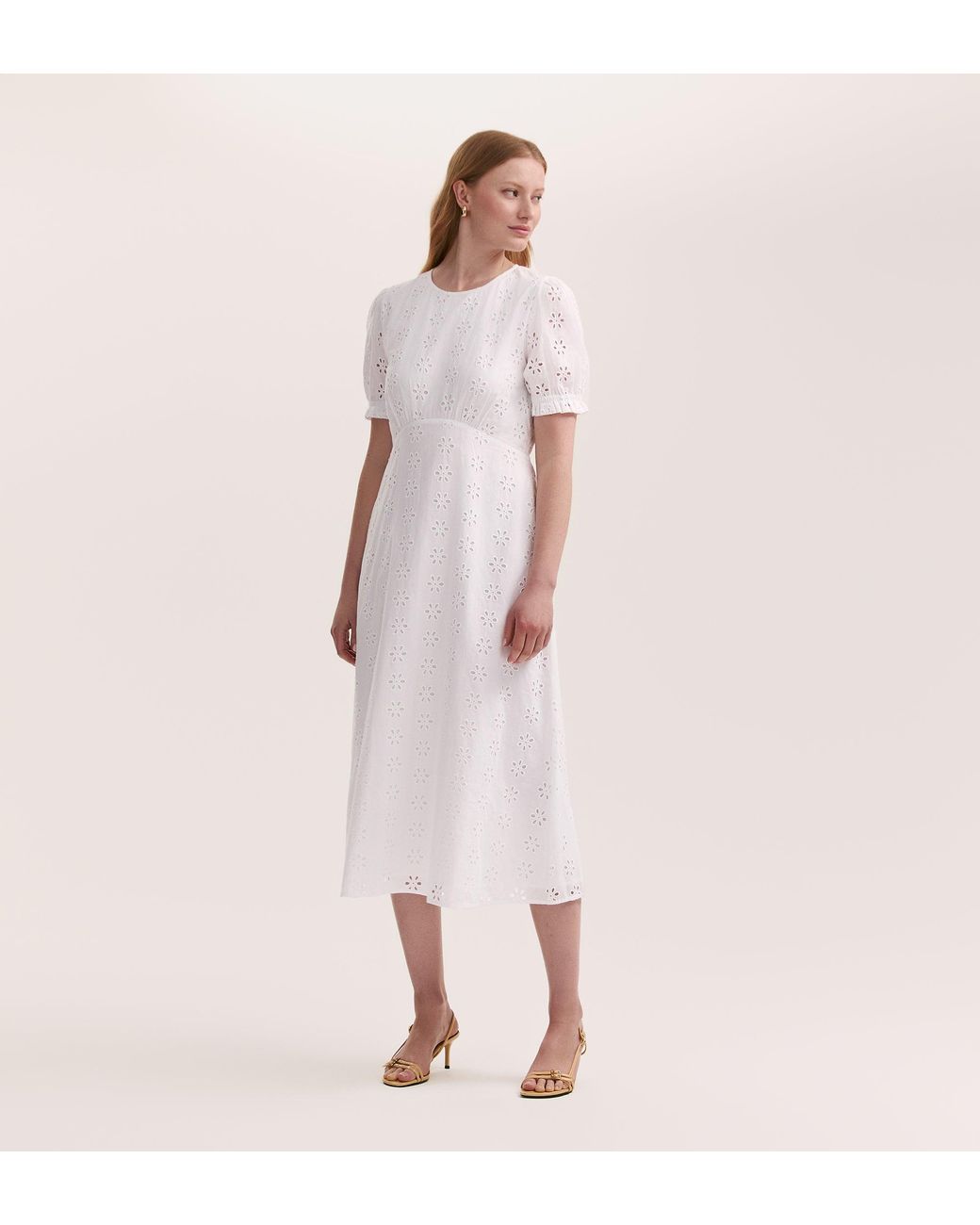 Finery London Pink Mela Cotton Midi Tea Dress