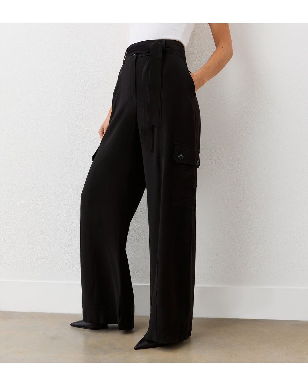 Finery London Black Maxine Wide Leg Trousers