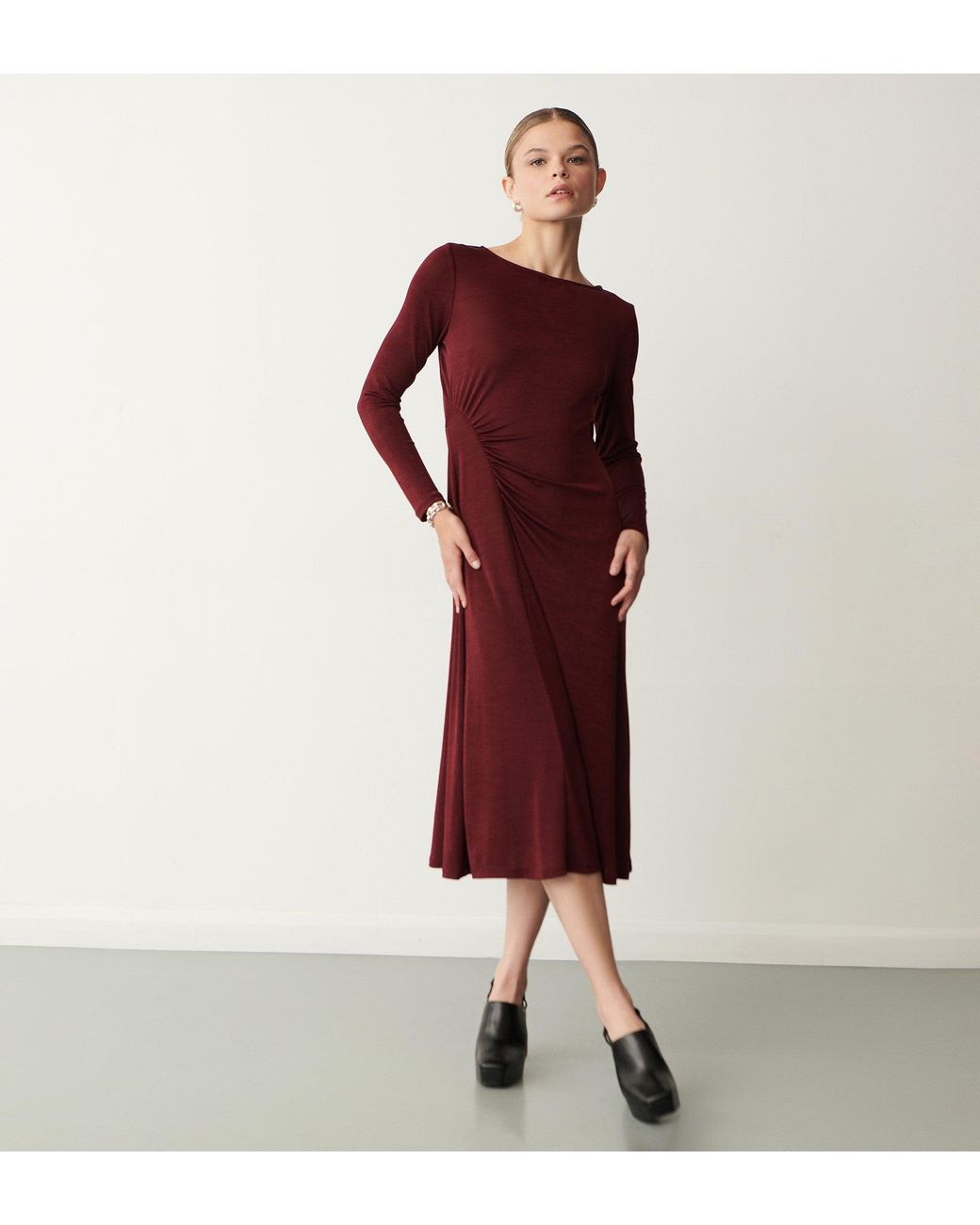 Finery London Red Nyra Jersey Midi Dress