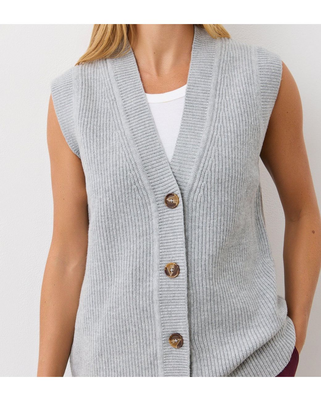 Finery London White Winnie Sleeveless Cardigan