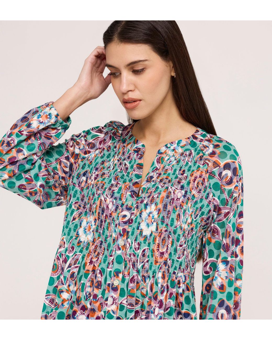 Finery London Blue Martha Jersey Blouse