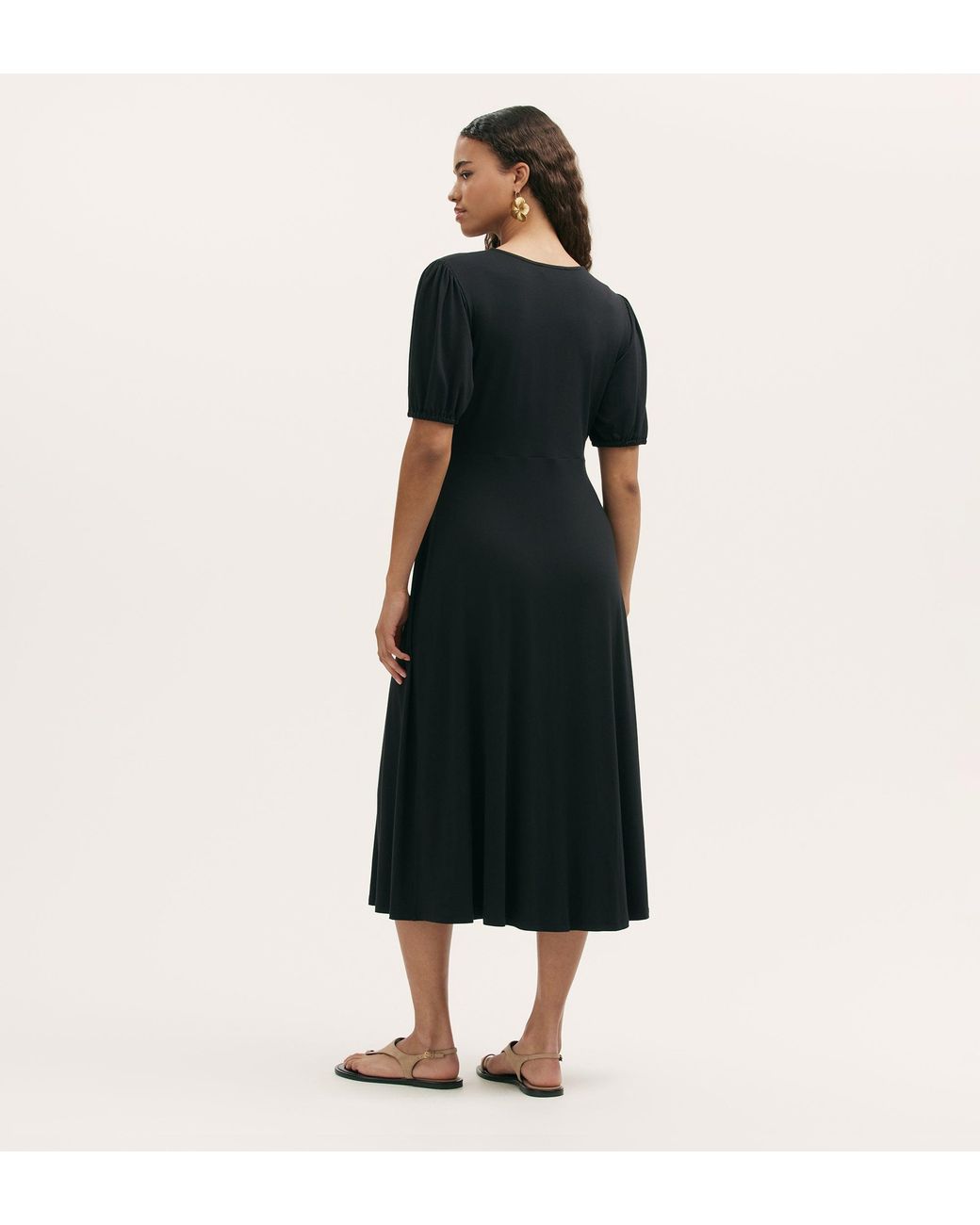 Finery London Black Milena Jersey Midi Dress