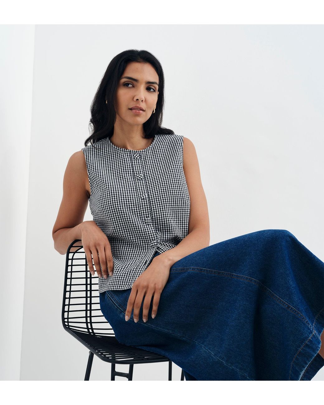 Finery London Blue Winona Denim Skirt