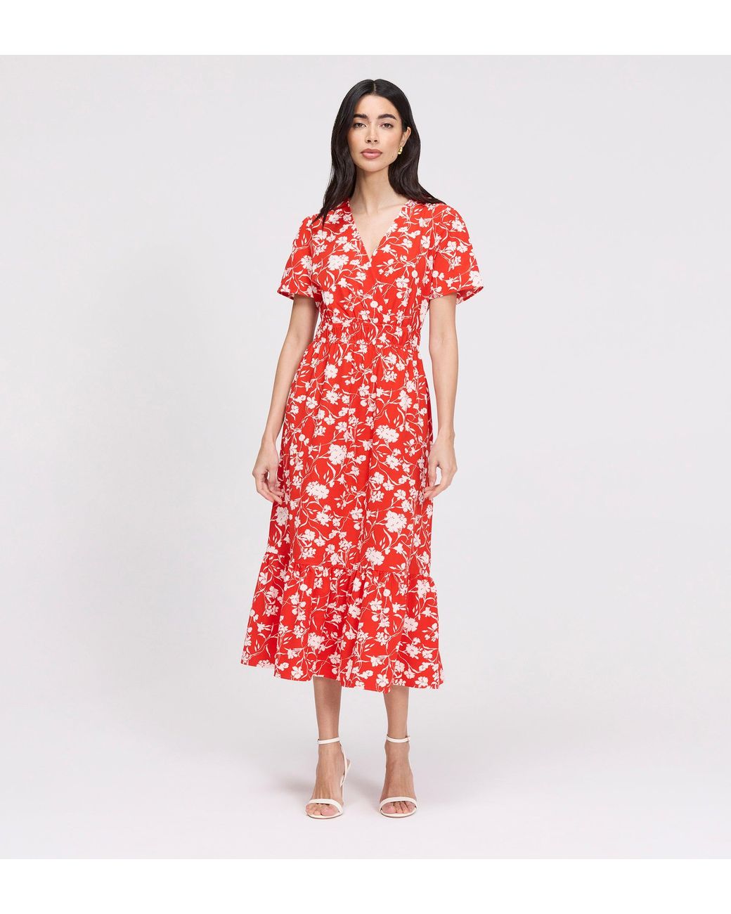 Finery London Deena Wrap Tiered Midi Dress