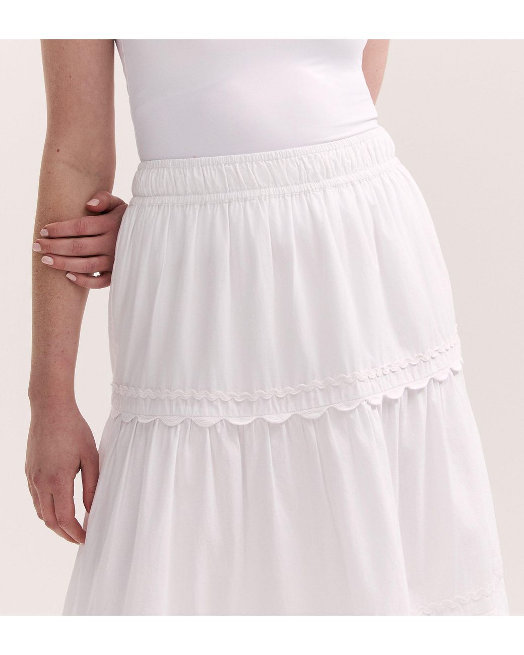 Finery London Pink Paula Cotton Ric Rac Trim Midi Skirt