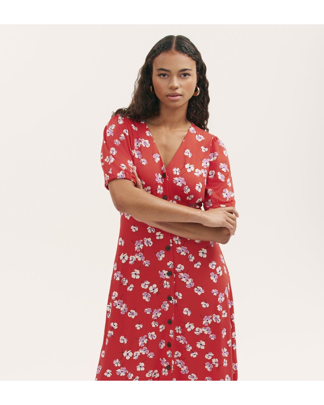 Finery London Red Milena Jersey Midi Dress