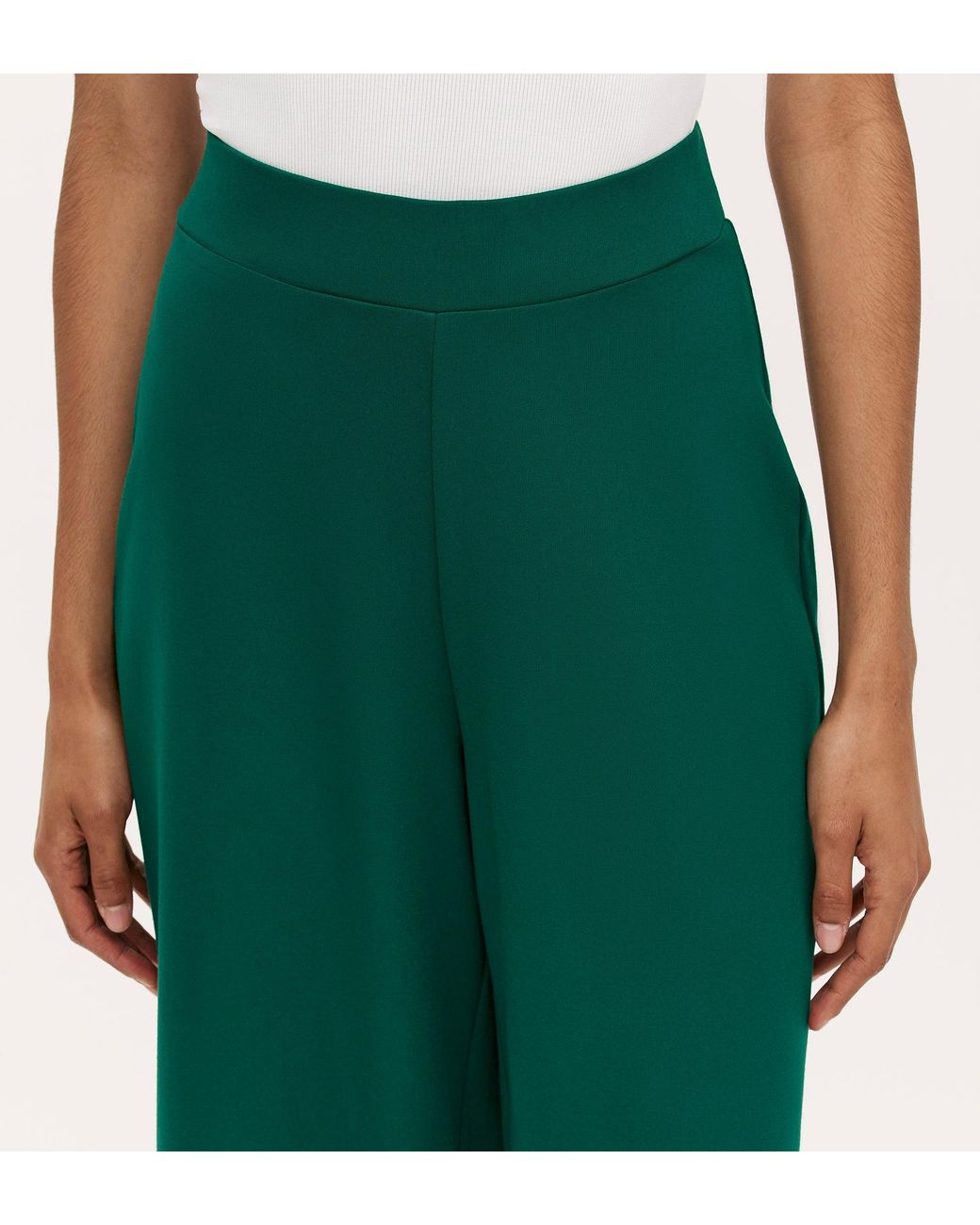Finery London Green Miribel Ponte Jersey Wide Leg Trousers
