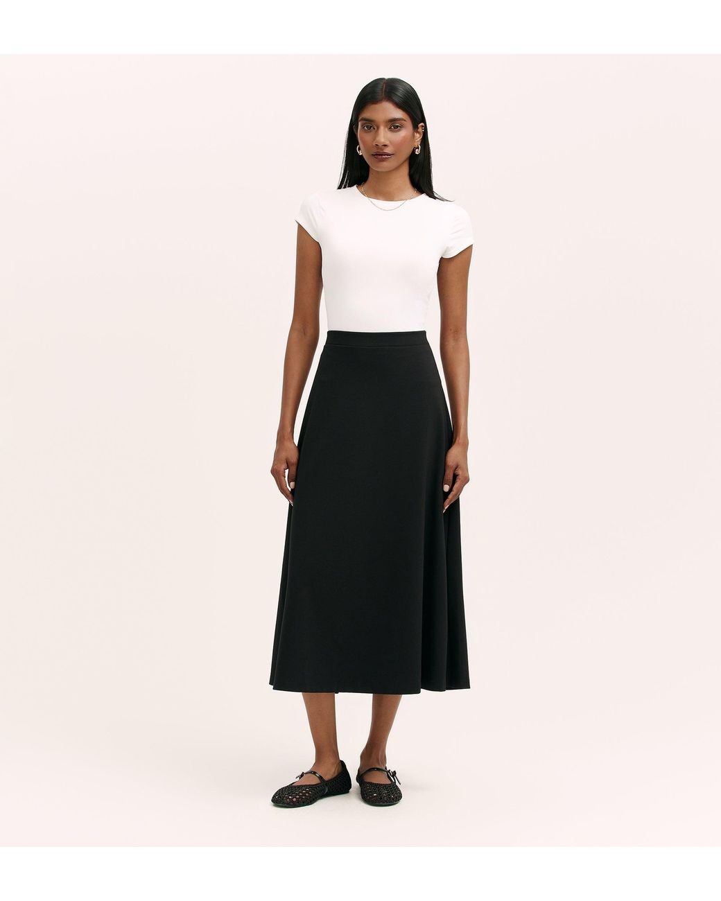 Finery London Black Ruth Ponte Jersey Midi Skirt