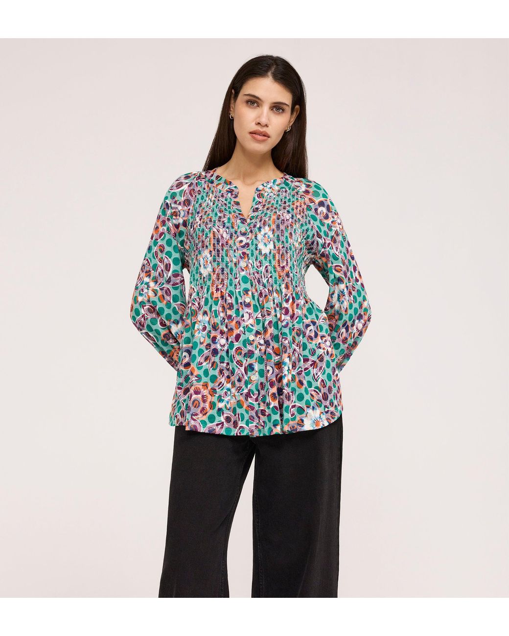 Finery London Blue Martha Jersey Blouse