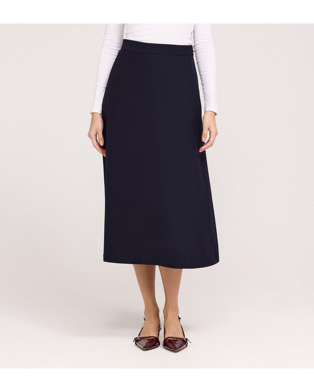 Finery London Blue Ramona Gaberdine Twill Midi Skirt