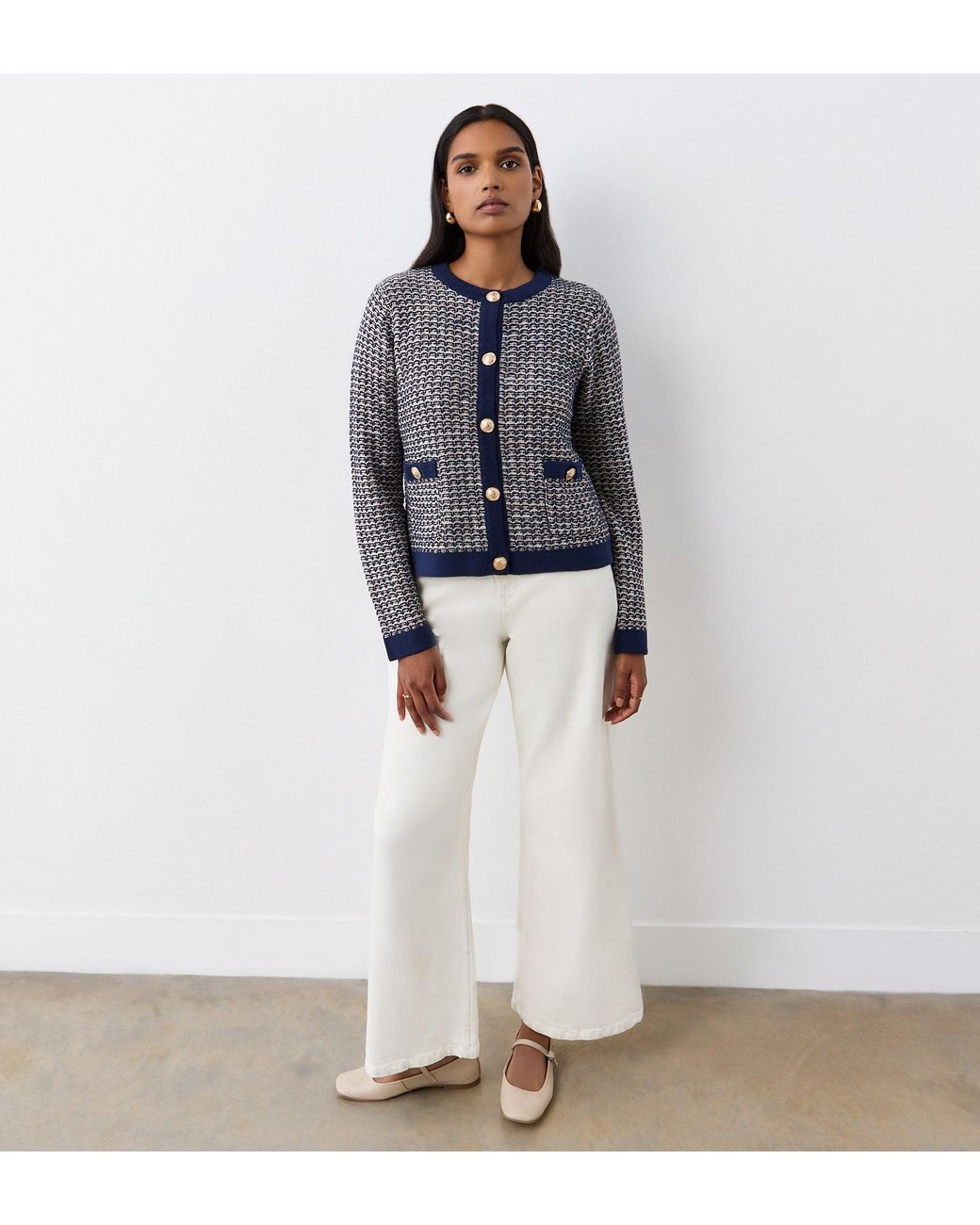 Finery London Blue Sasha Knitted Cardigan