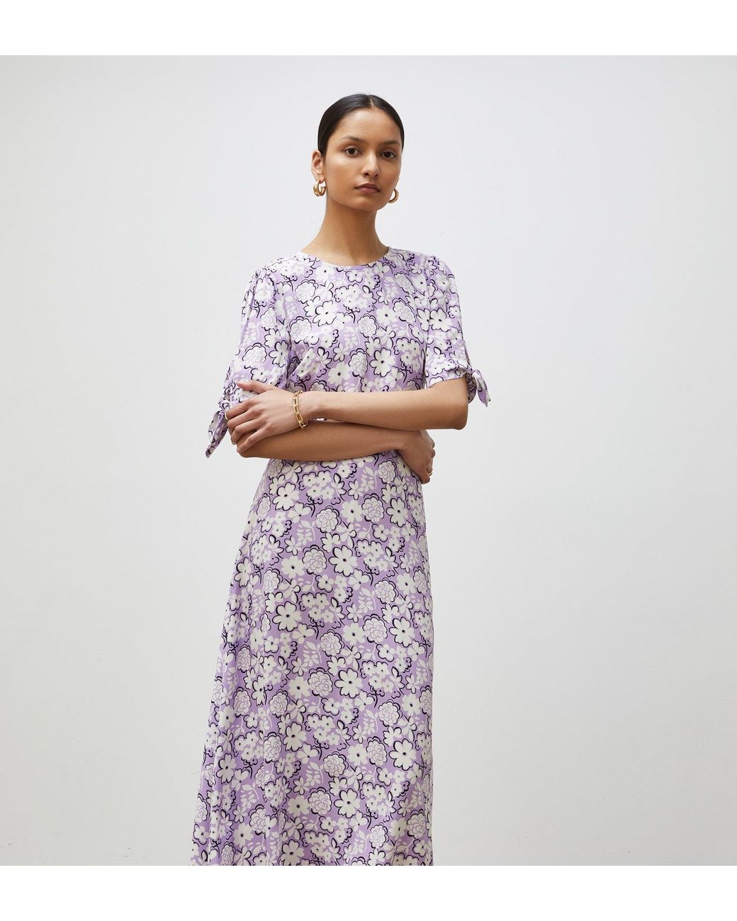 Finery London Purple Caley Print Midi Dress