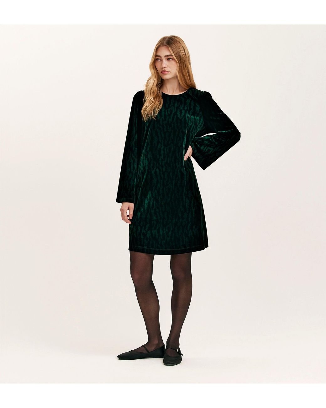 Finery London Black Hattie Jersey Velvet Short Dress