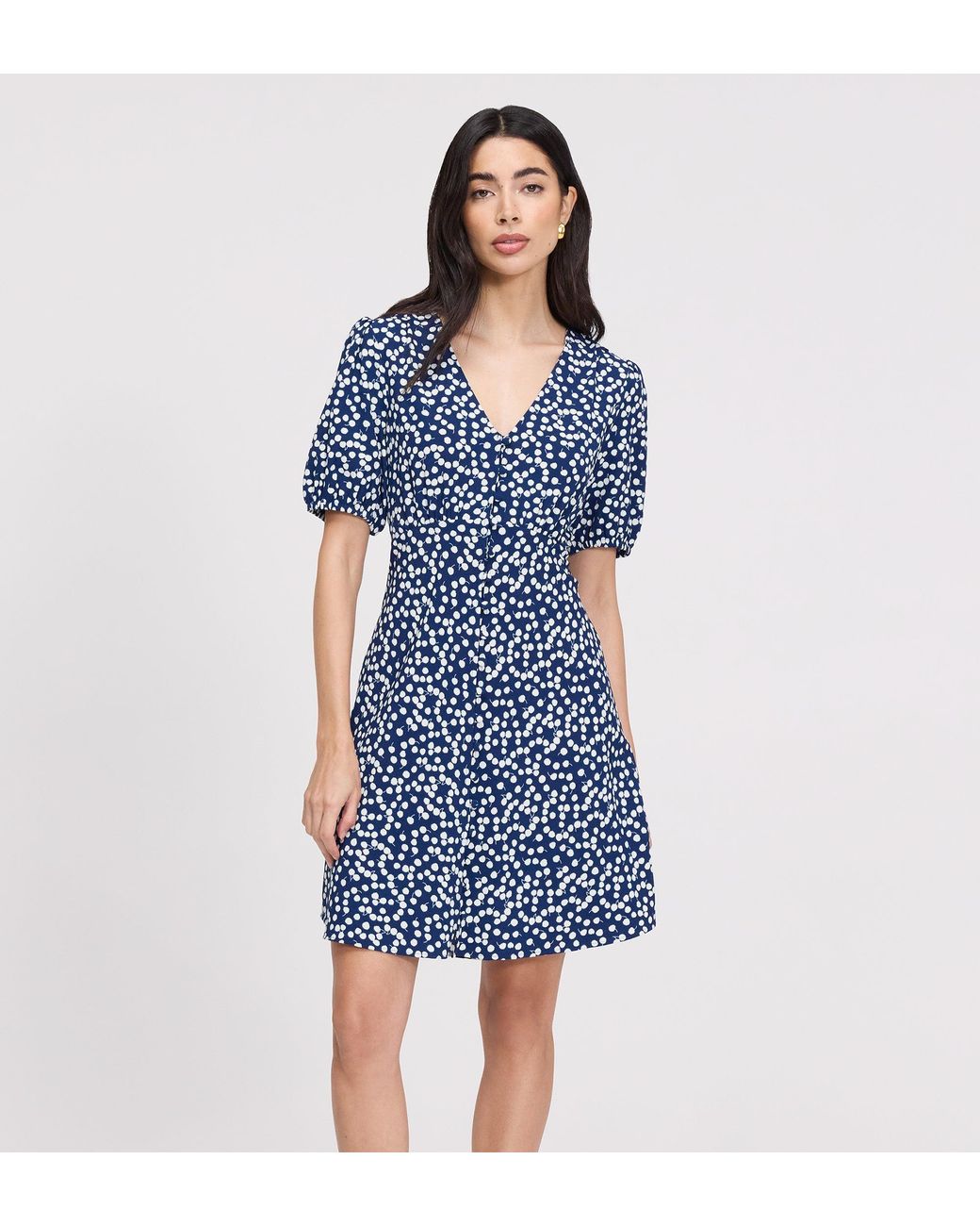 Finery London Blue Ensley Button Through Short Dress