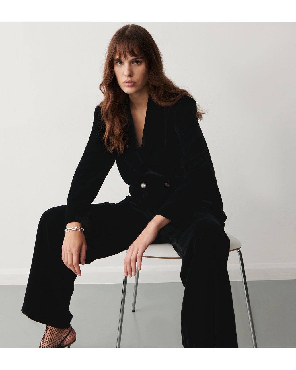 Finery London Black Maeve Velvet Blazer