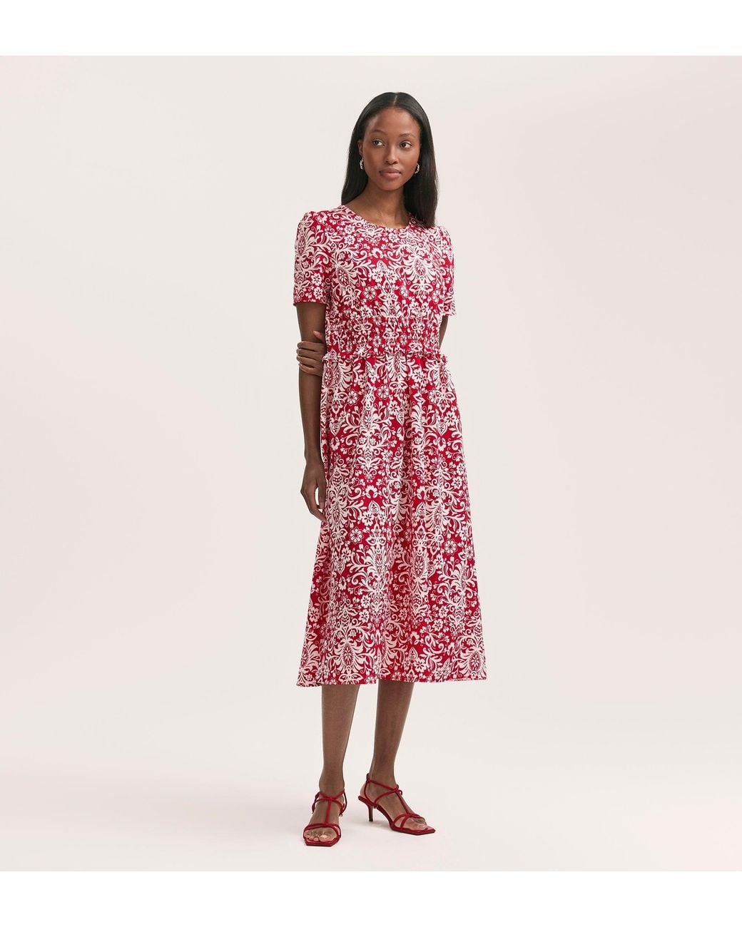 Finery London Pink Irini Crepe Midi Dress
