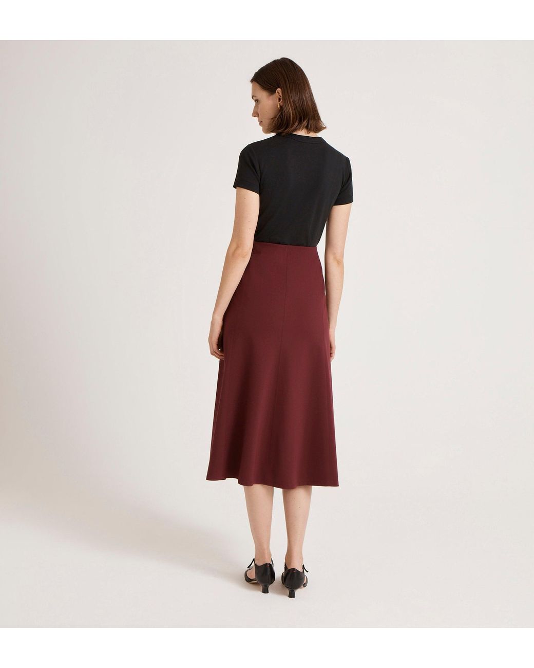 Finery London Red Mae Ponte Jersey Midi Skirt