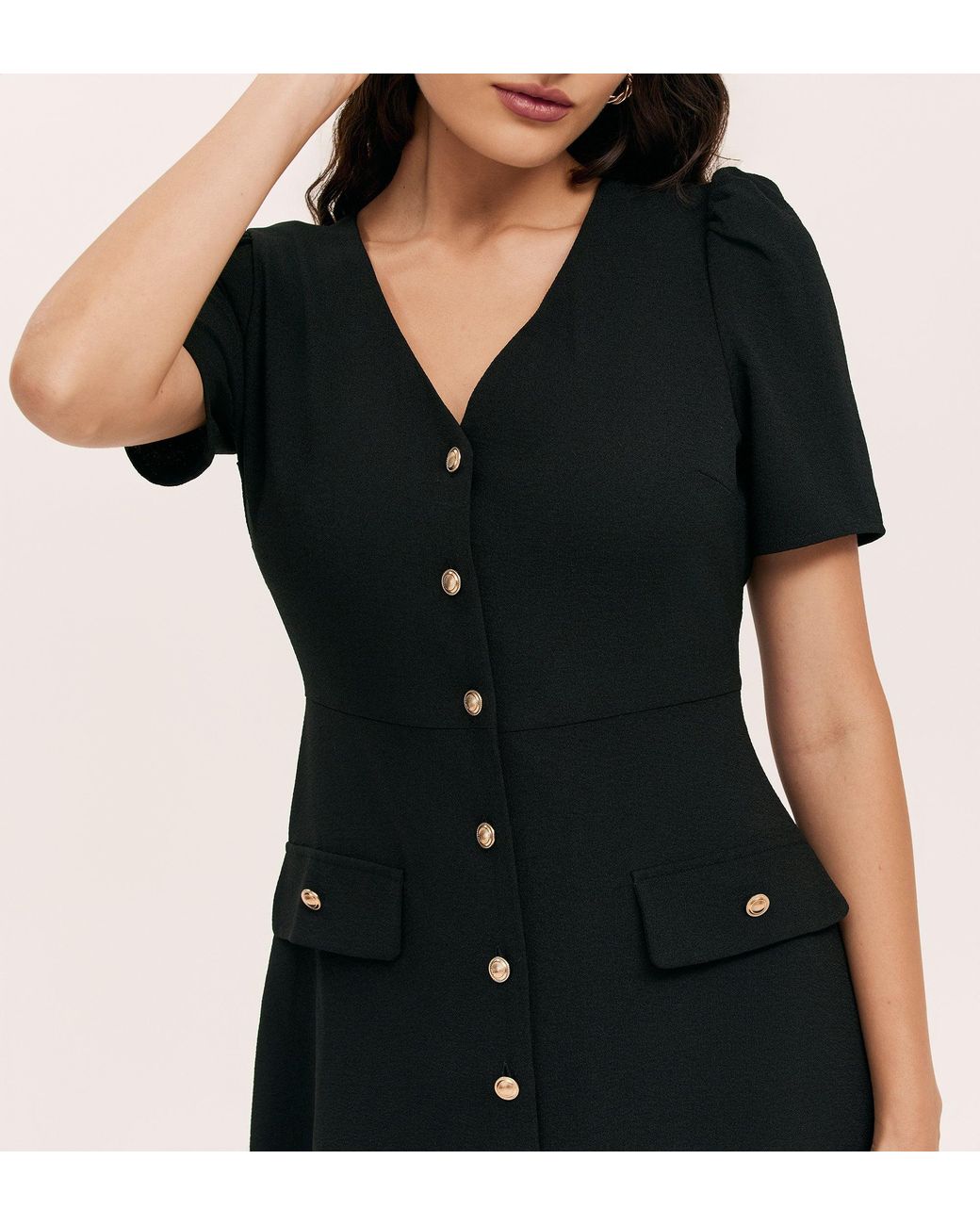Finery London Black Lucille Crepe Short Dress