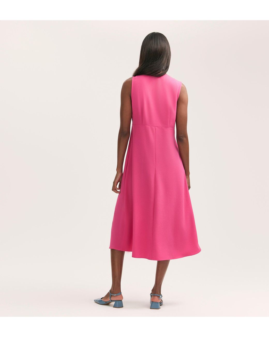 Finery London Pink Brionie Crepe Sleeveless Midi Dress