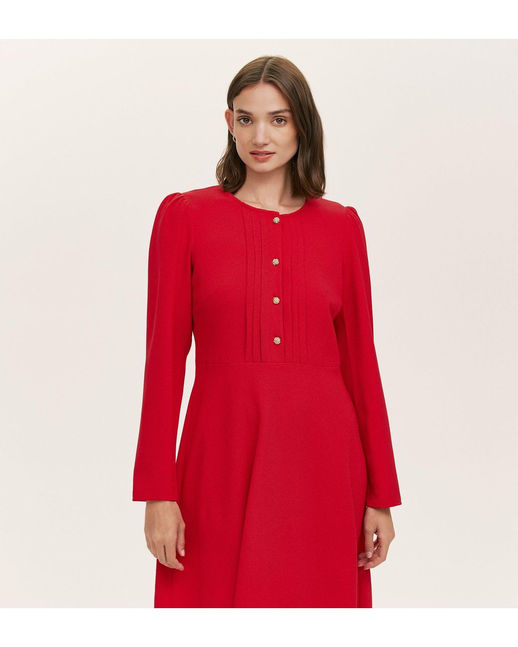 Finery London Red Shauna Crepe Short Dress