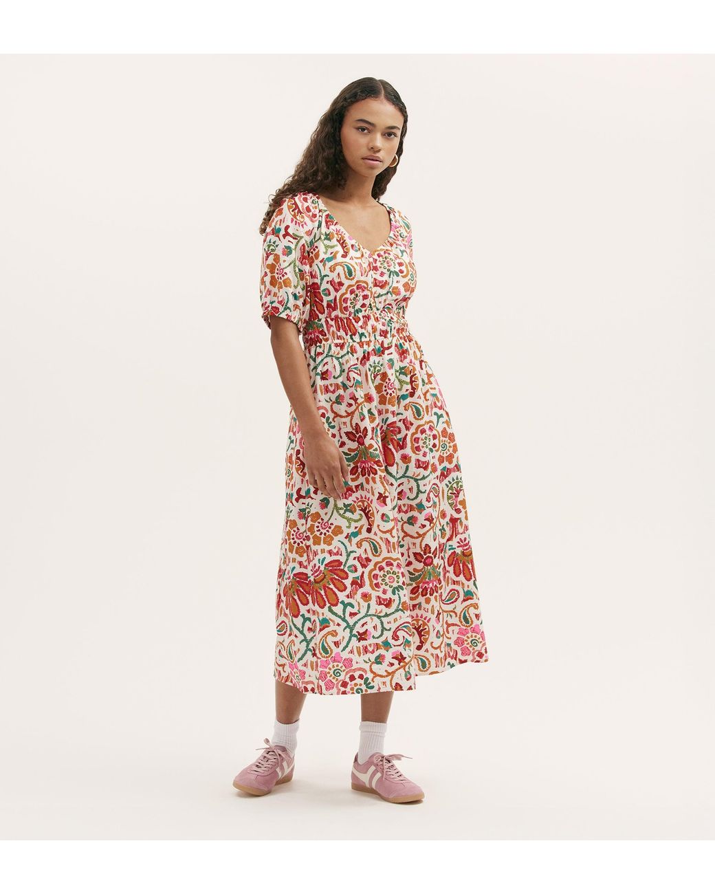 Finery London Pink Estee Midi Smock Dress