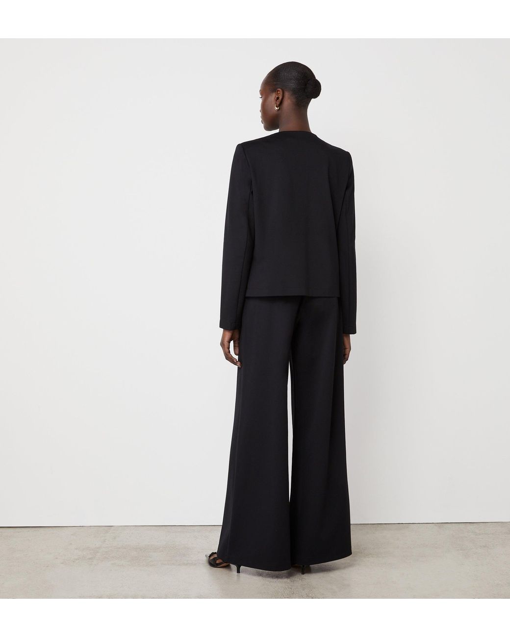 Finery London Black Matilda Ponte Jersey Wide Leg Trousers