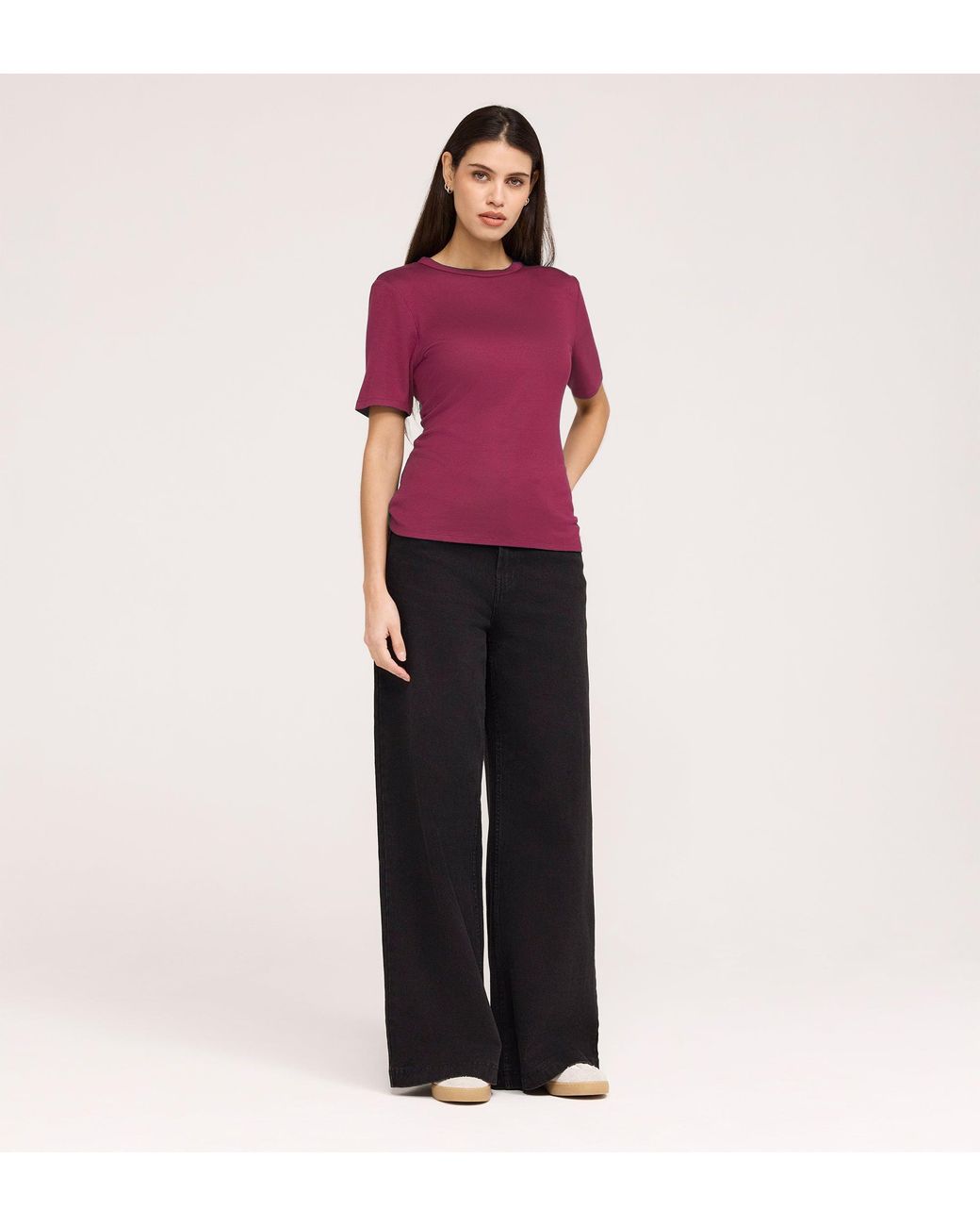Finery London Purple Cherry Short Sleeve Jersey T-Shirt