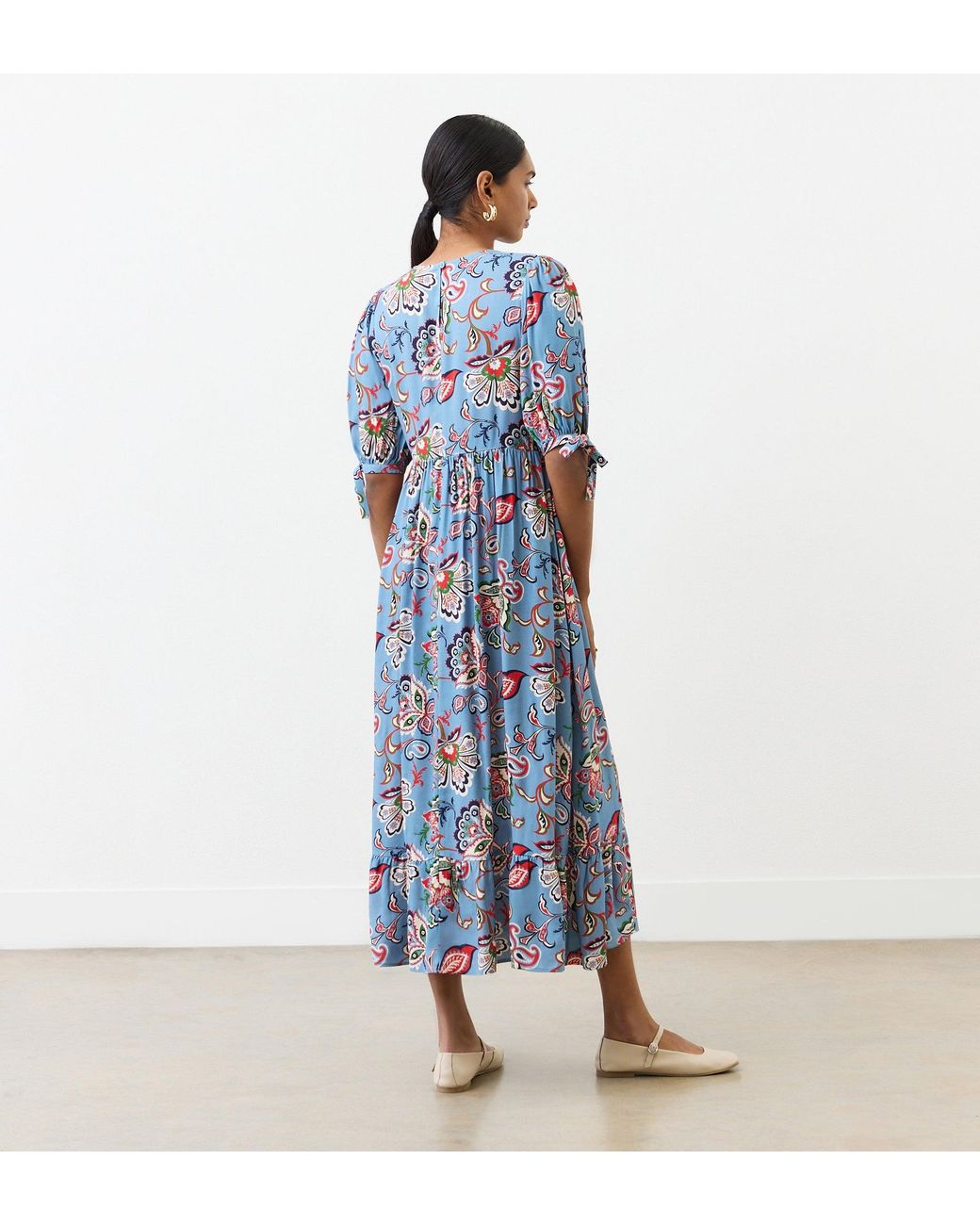 Finery London Blue Gwen Midi Smock Dress