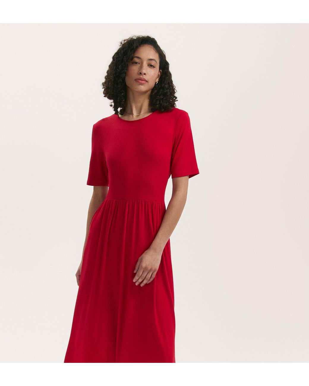 Finery London Red Kathryn Jersey Midi T-Shirt Dress