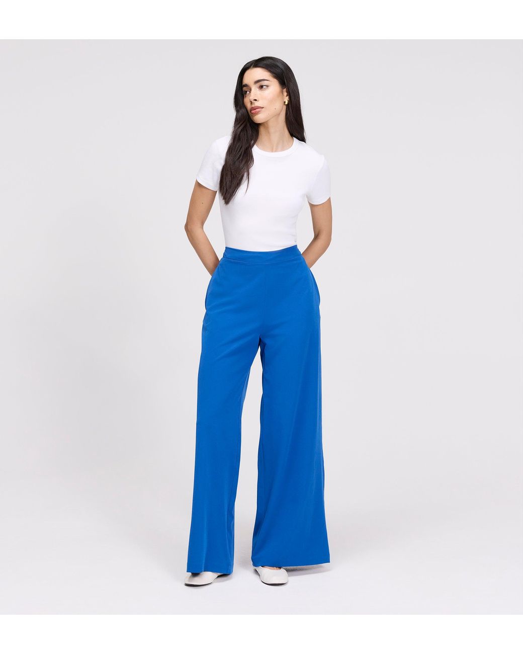 Finery London Blue Apollo Wide Leg Tailored Trousers