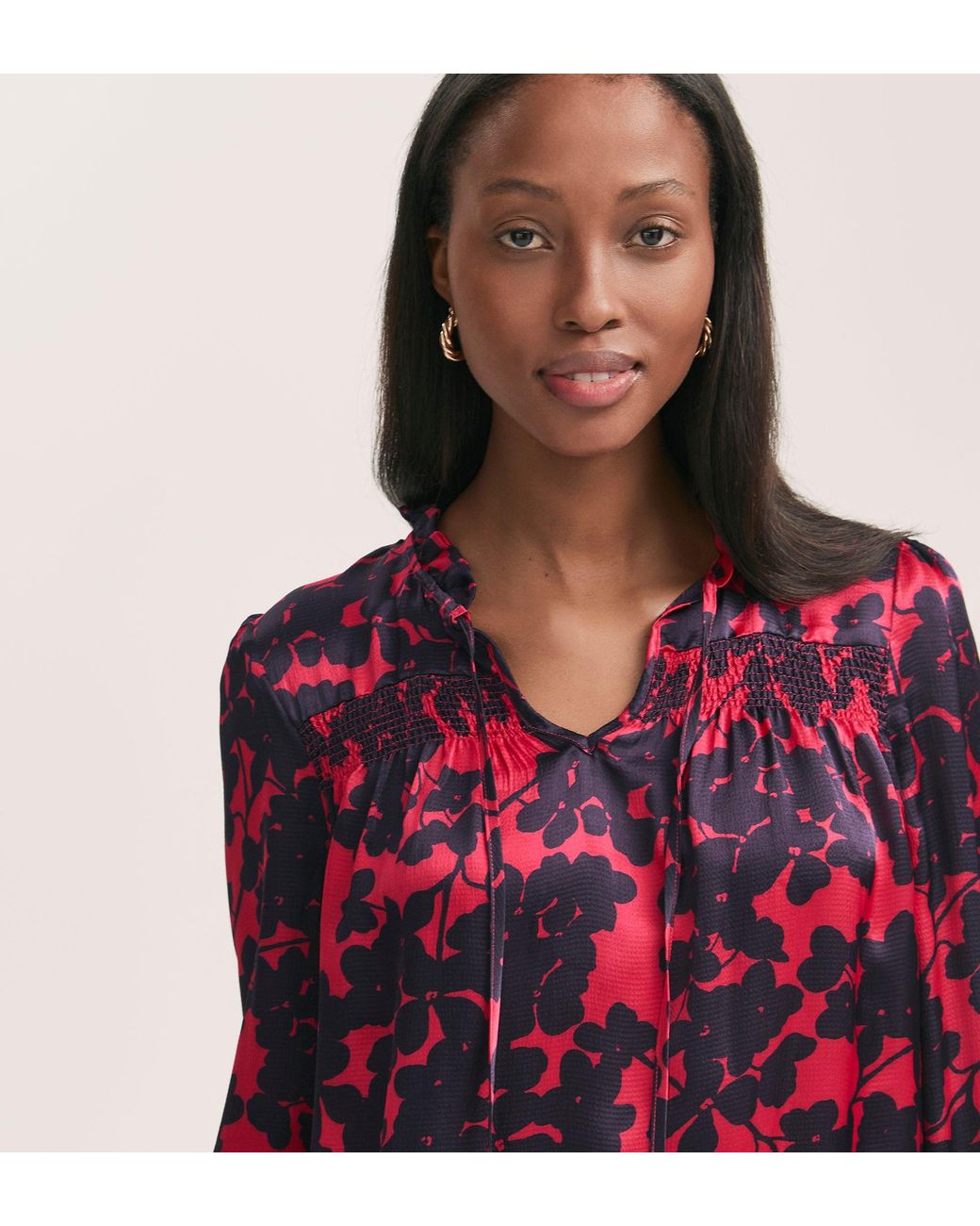 Finery London Red Kiya Crepe Long Sleeve Blouse