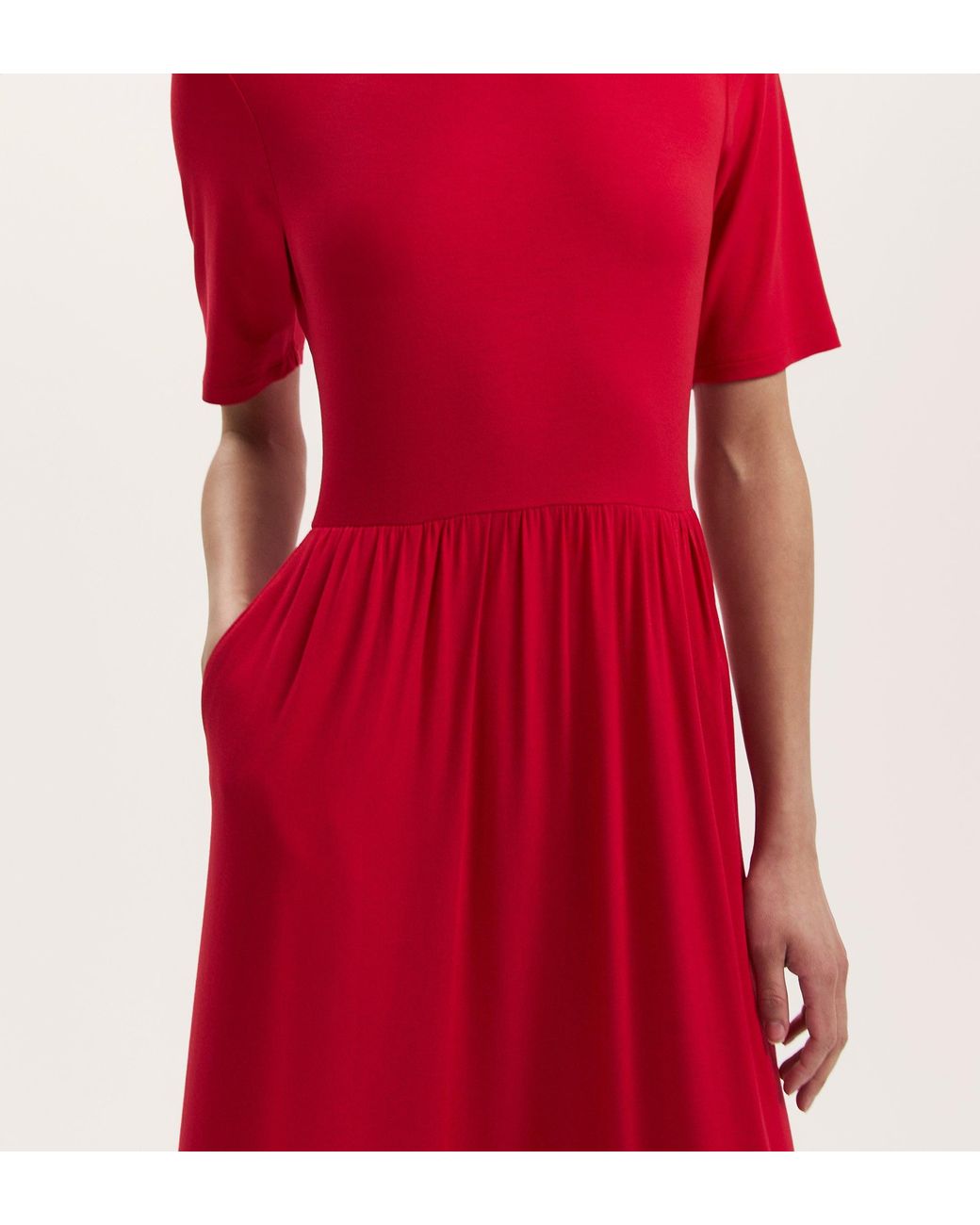 Finery London Red Kathryn Jersey Midi T-Shirt Dress