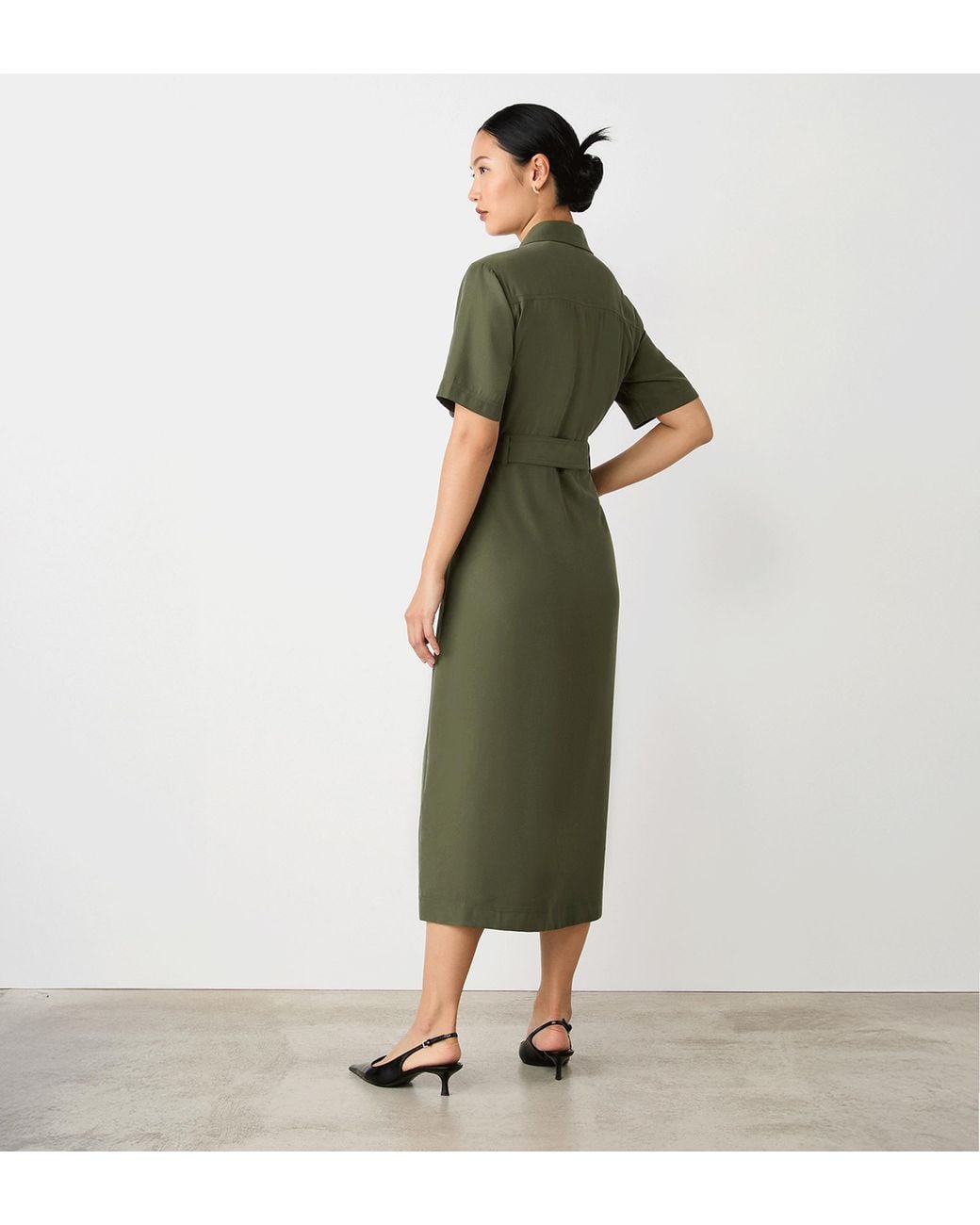 Finery London Green Cassidy Midi Shirt Dress