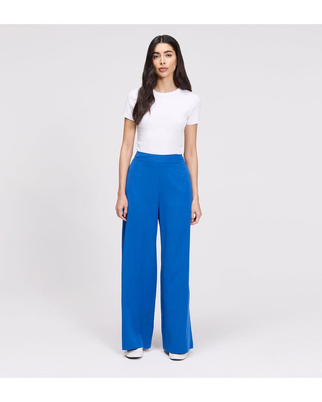 Finery London Blue Apollo Wide Leg Tailored Trousers