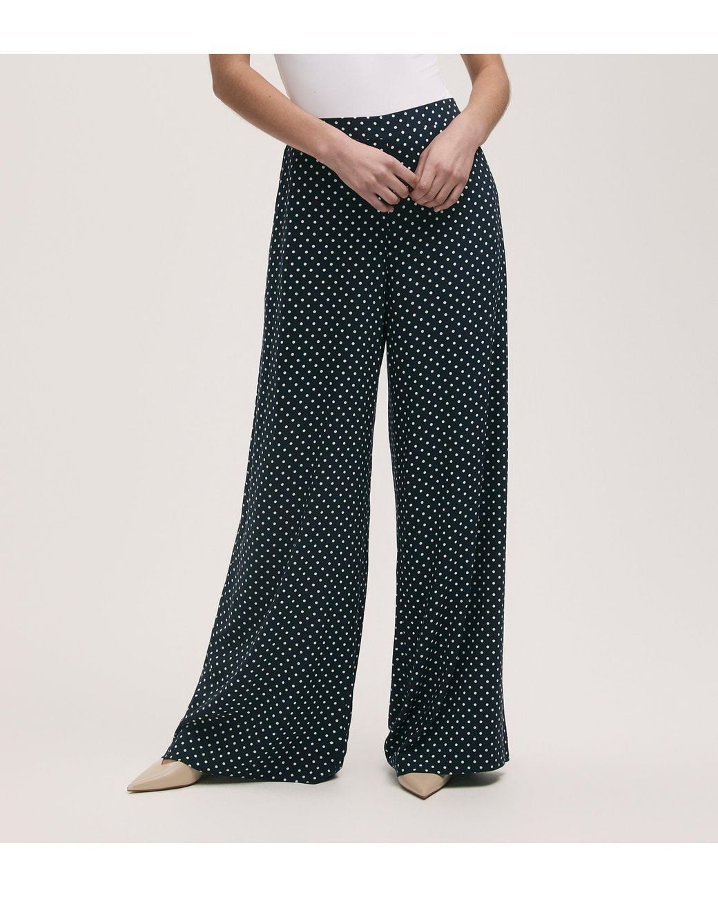 Finery London Blue Nat Wide Leg Trousers