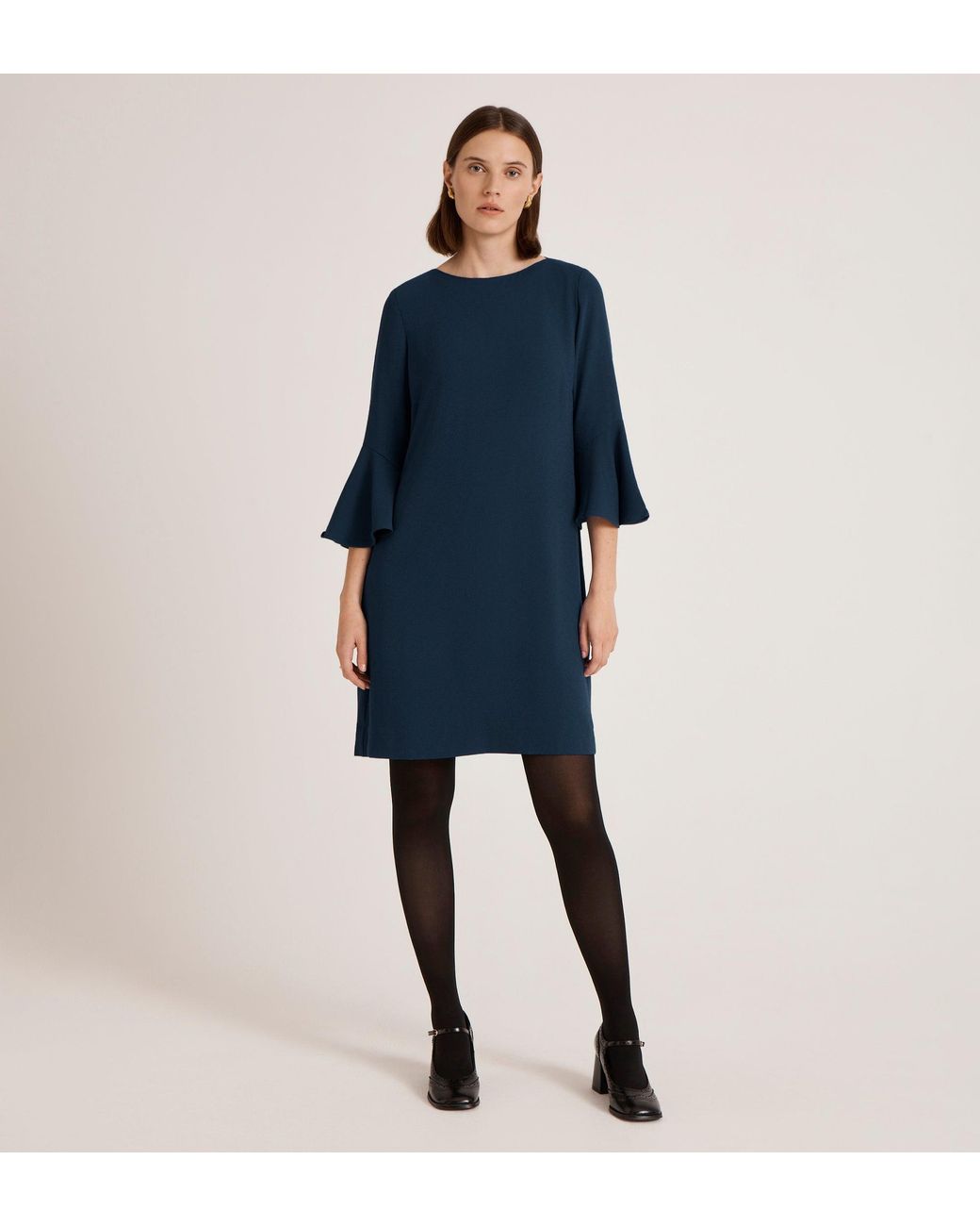 Finery London Blue Izzy Crepe Knee Length Dress