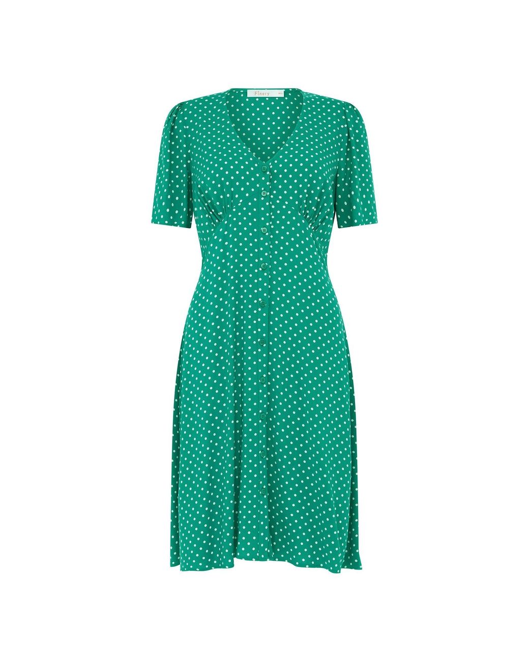 Finery London Green Mala Polka Dot Knee Length Dress