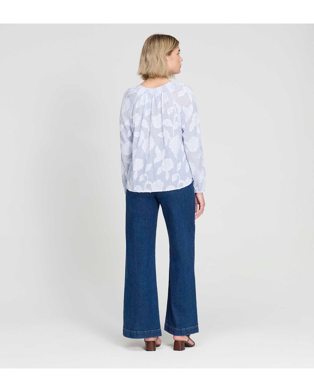Finery London White Ivie Jacquard Stripe Button-Through Blouse