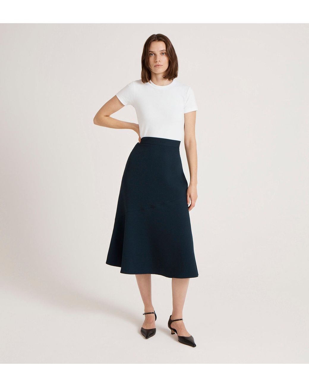 Finery London Blue Gracie Rich Crepe Midi Skirt