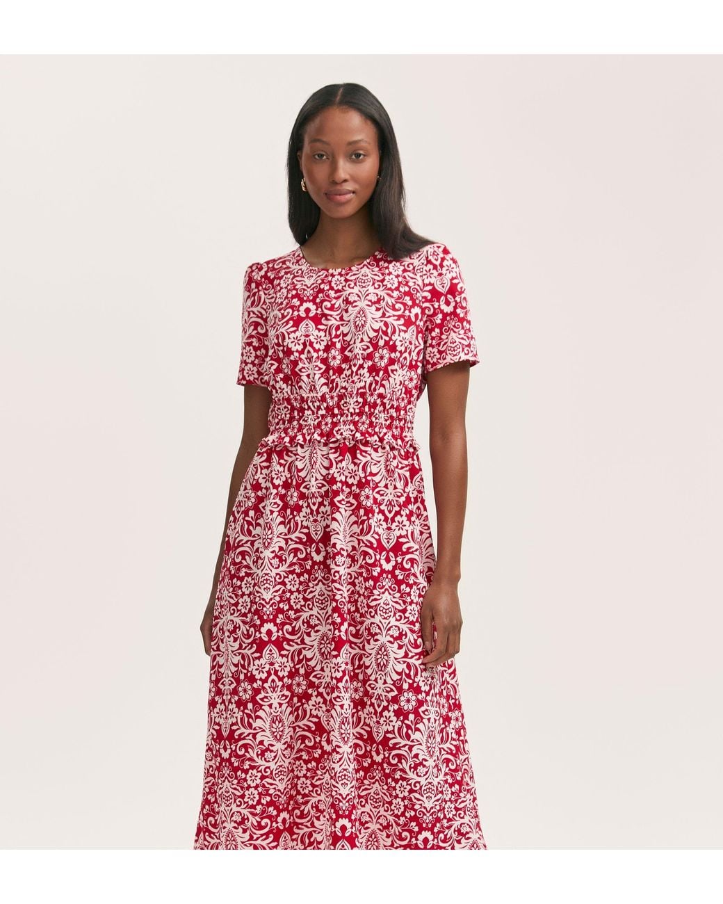 Finery London Pink Irini Crepe Midi Dress