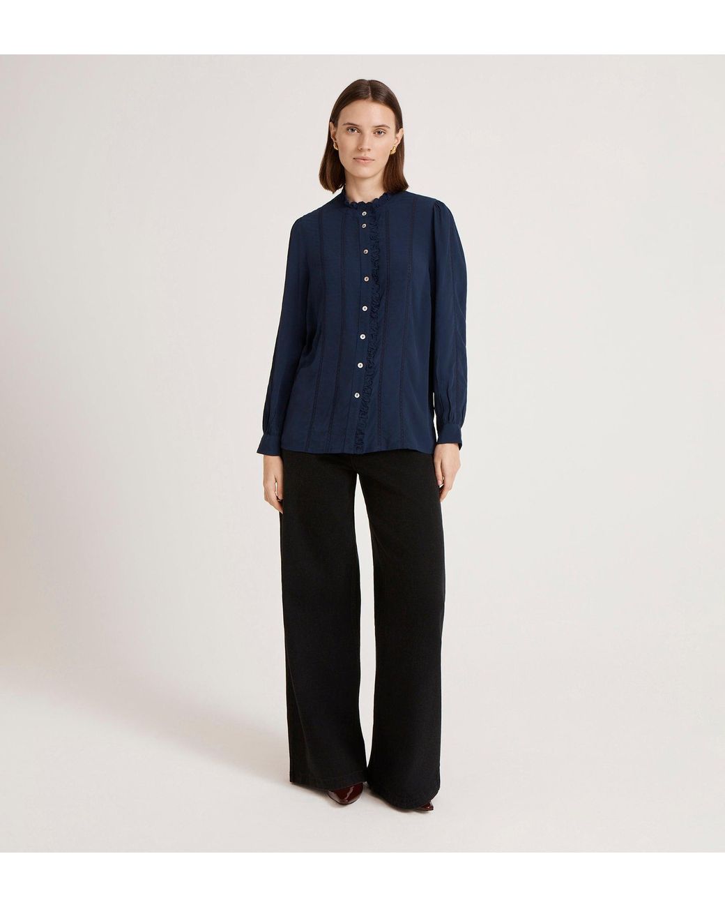 Finery London Blue Flora Crepe Blouse