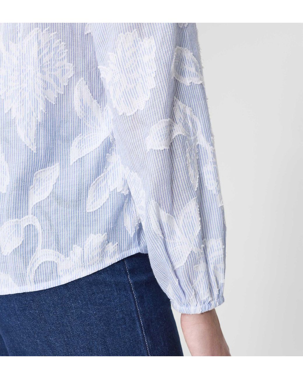 Finery London White Ivie Jacquard Stripe Button-Through Blouse