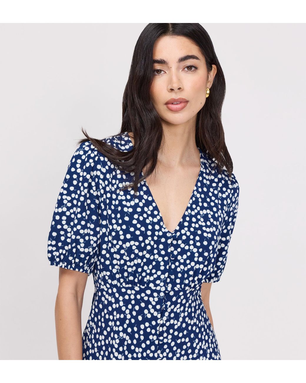 Finery London Blue Ensley Button Through Short Dress